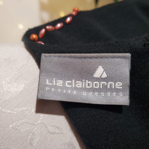 Vtg Liz Claiborne Embellished Sequin Beaded Wool Blend Dress Size SP Artsy Party - Picture 8 of 14